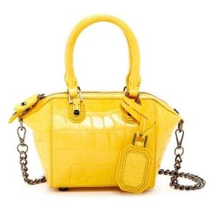 NWT Alice + Olivia Croc Yellow Mini Satchel Bag